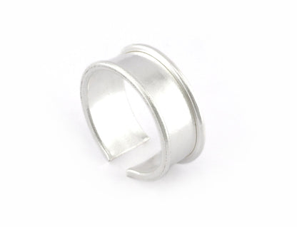 Ring Blank, Adjustable Ring Shiny Silver Plated brass OZ5196
