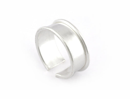 Ring Blank, Adjustable Ring Shiny Silver Plated brass OZ5196