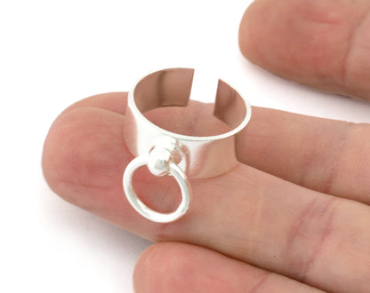 Hoop Ring, Adjustable Ring Antique Silver, Shiny Silver, Shiny Gold plated Plated brass 5198