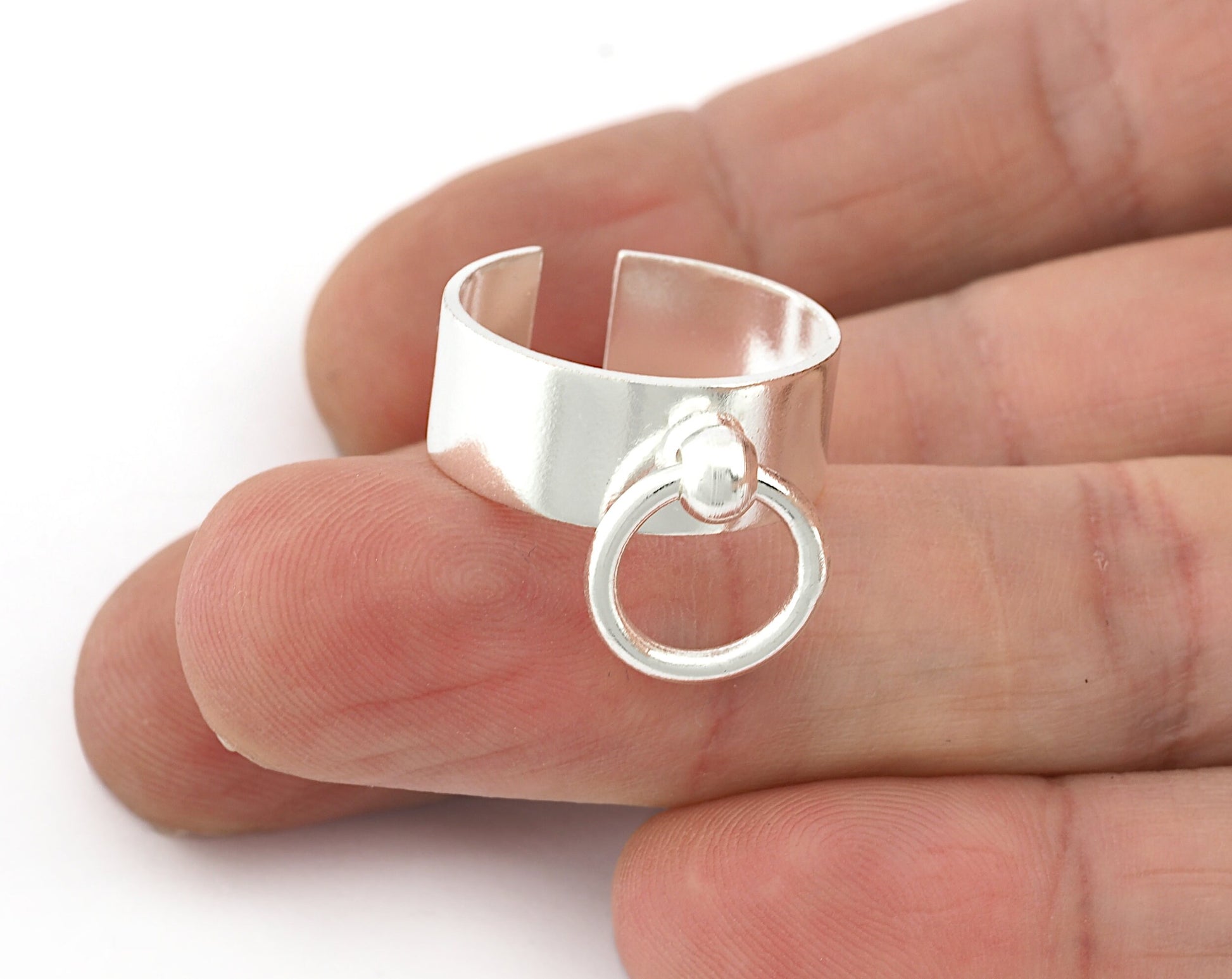 Hoop Ring, Adjustable Ring Antique Silver, Shiny Silver, Shiny Gold plated Plated brass 5198