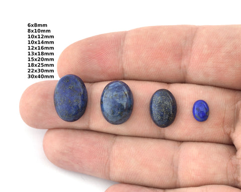 Oval Dome Lapis Lazuli Genuine Gemstone Cabochons 6x8 8x10 10x12 10x14 12x16 13x18 15x20 18x25 22x30 30x40mm