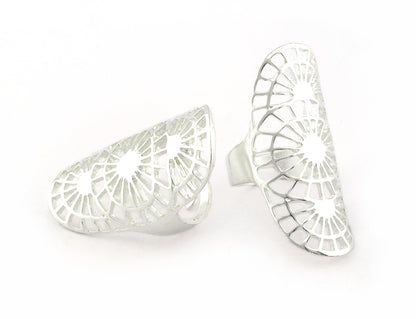 Sun Ring Adjustable Shiny Silver Plated Brass 40mm (17.5mm 7US inner size) 3908