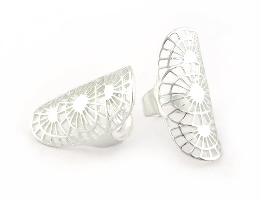 Sun Ring Adjustable Shiny Silver Plated Brass 40mm (17.5mm 7US inner size) 3908