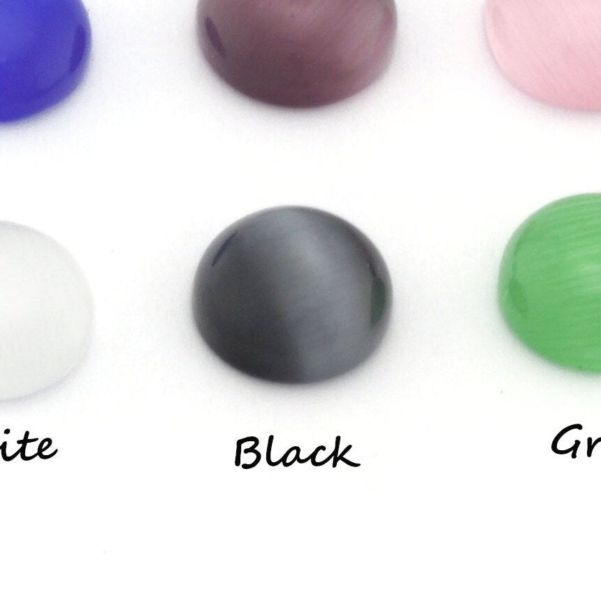 8mm Synthetic Cats Eye Glass Multi Color Cabochons 80CB