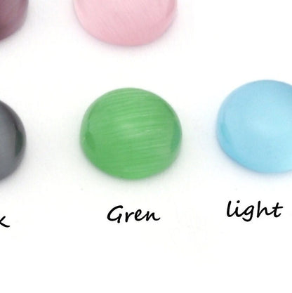 8mm Synthetic Cats Eye Glass Multi Color Cabochons 80CB