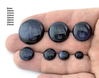 Blue Gold Stone Round Dome Gemstone Flat Back Cabochons 8 10 12 14 16 18 20 25 mm no hole cab46-1