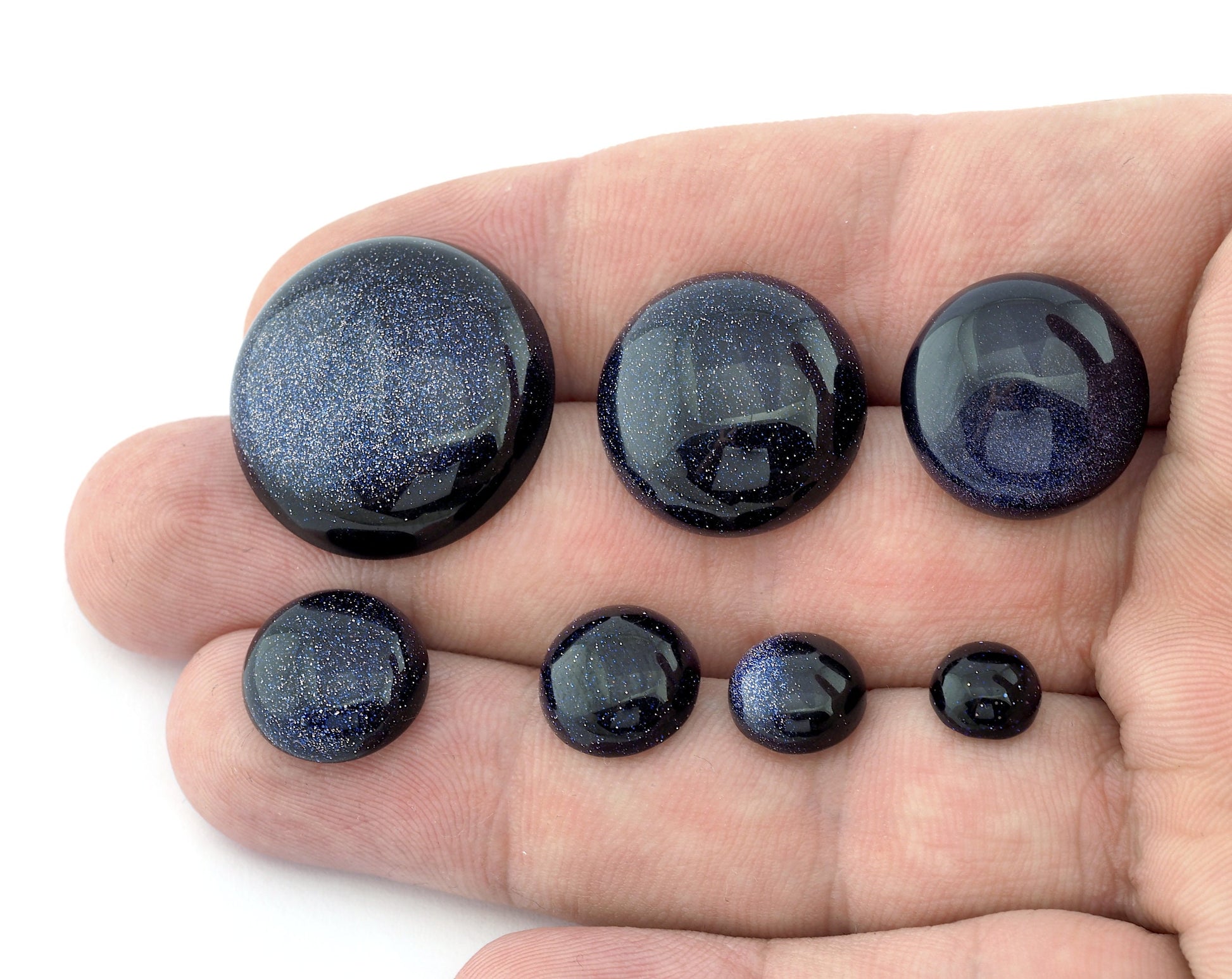 Blue Gold Stone Round Dome Gemstone Flat Back Cabochons 8 10 12 14 16 18 20 25 mm no hole cab46-1