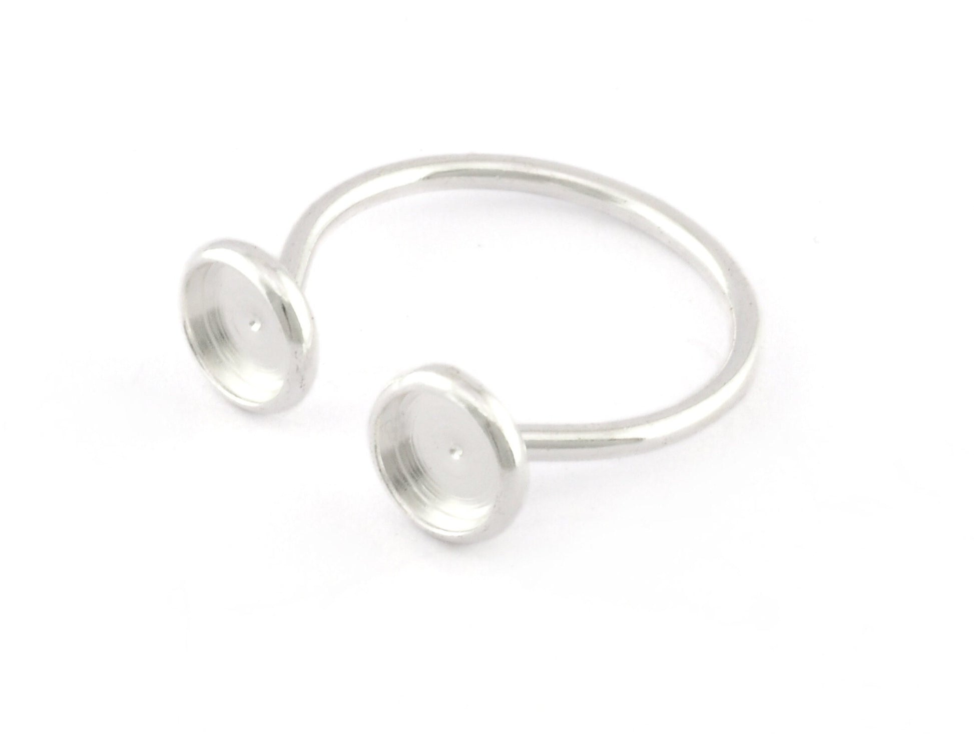 Dual Round Ring Blank, Adjustable Ring Shiny Silver, Antique silver, Shiny gold plated brass (6mm Blank) 5201