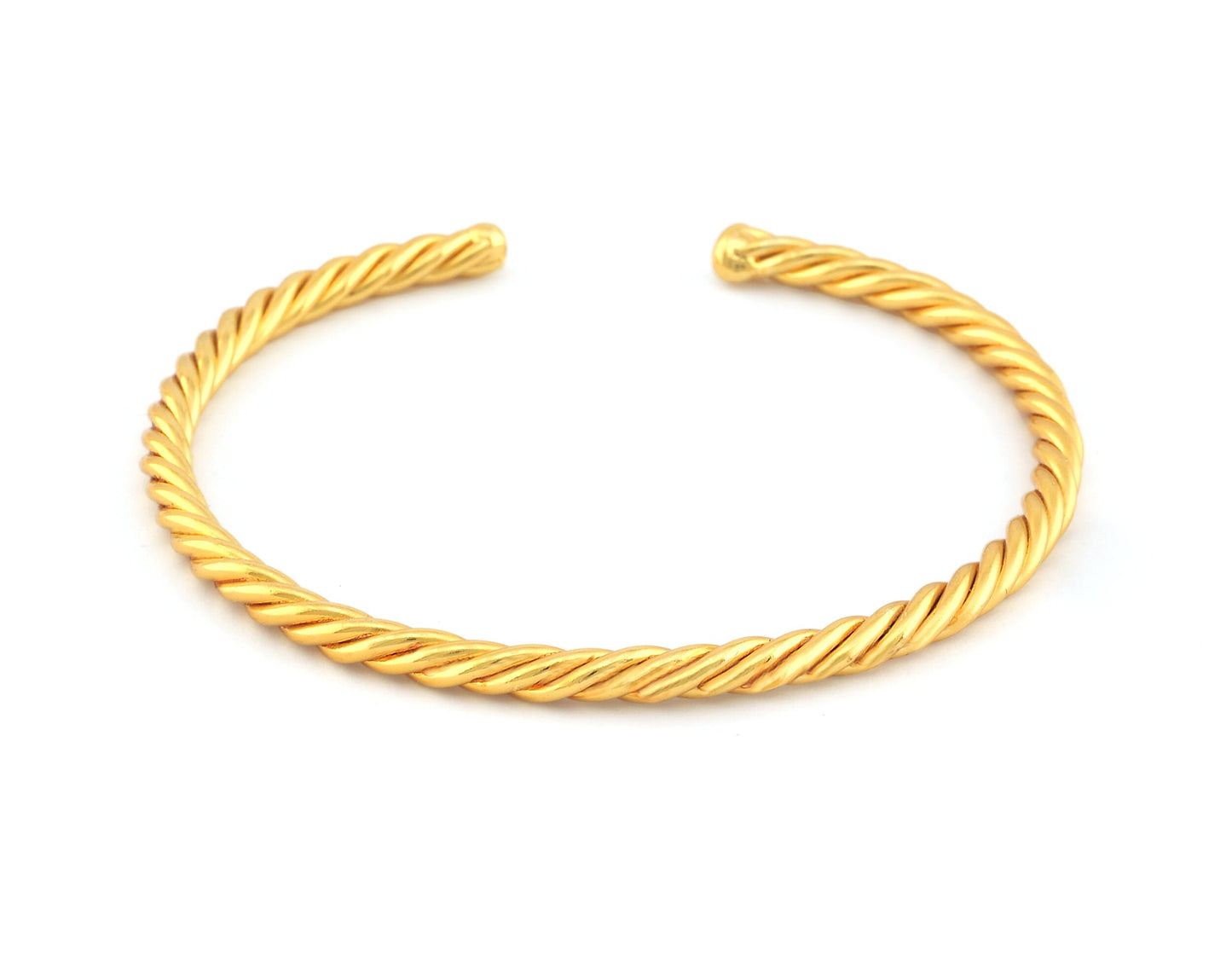 Swirl,Twisted, Spirals Bracelet Base, Shiny gold plated copper 5186