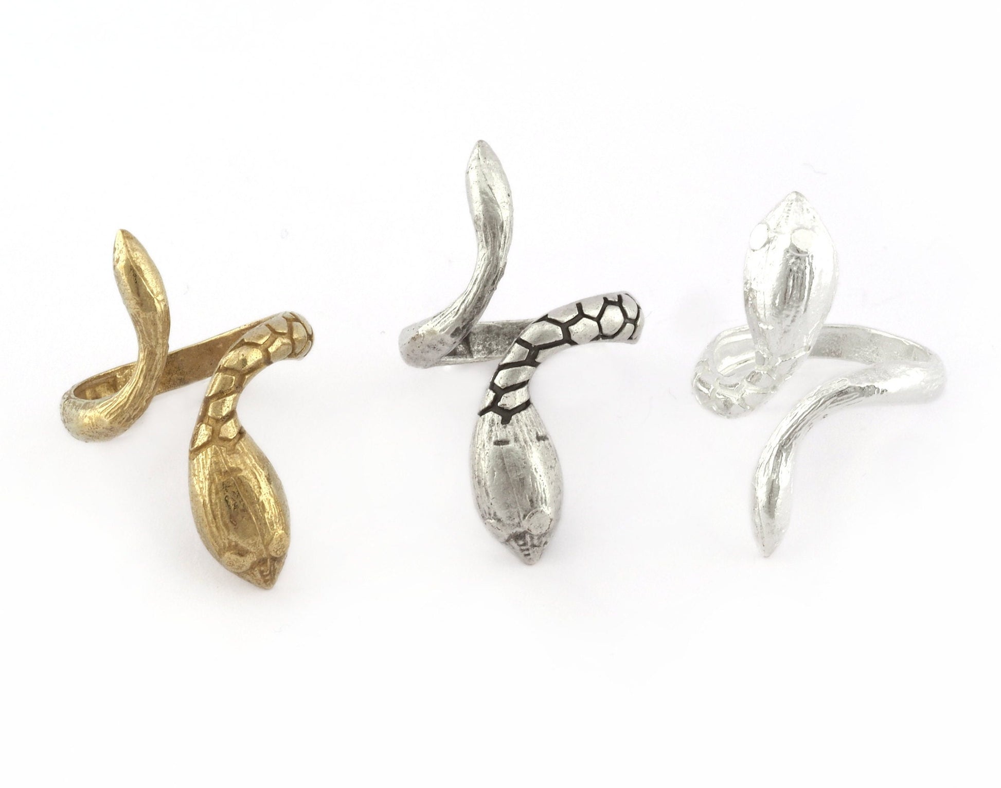 Snake Ring Adjustable Raw brass, Shiny Silver, Antique silver (18mm 8US inner size) 5244