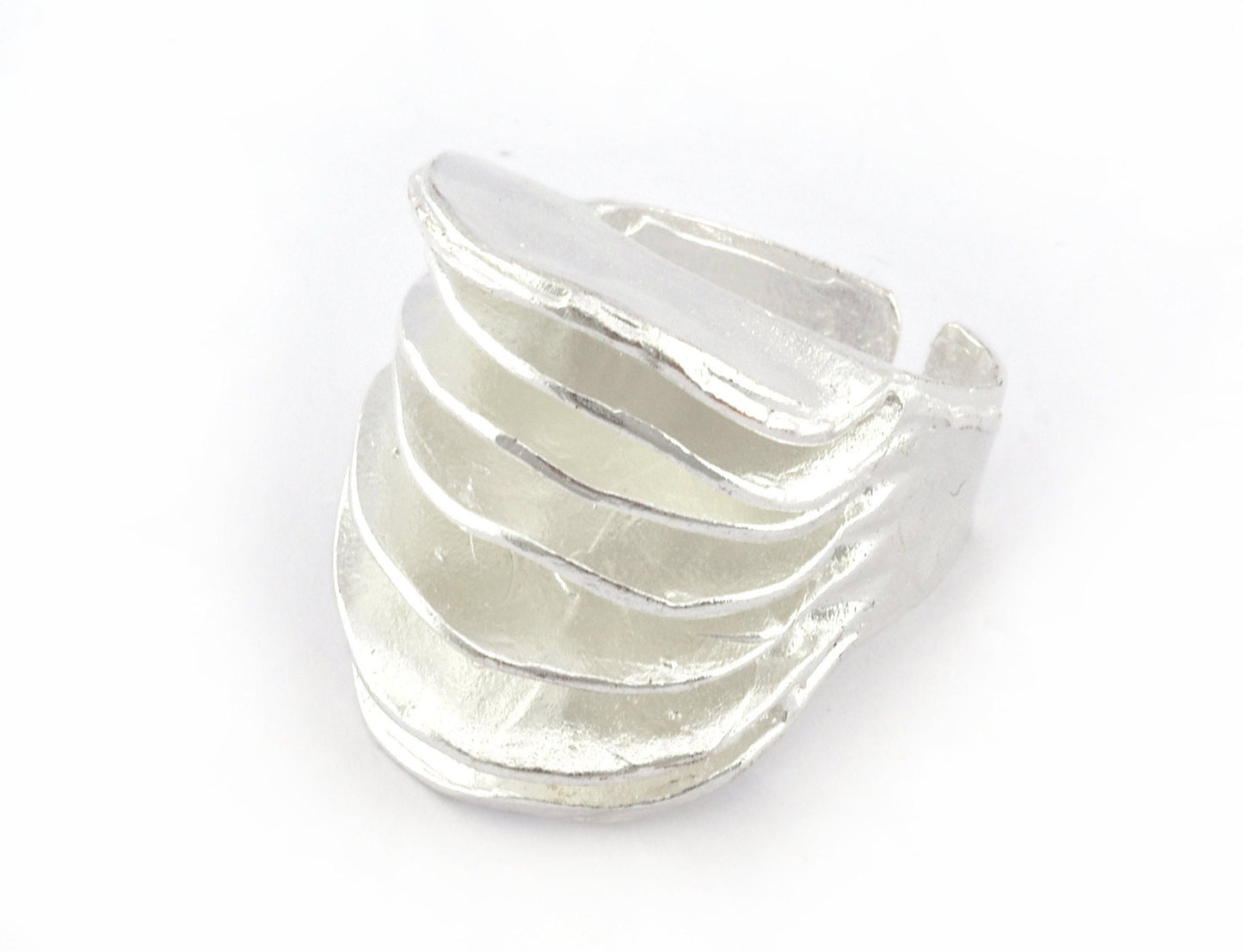 Slice Ring Adjustable Shiny silver plated brass (18mm 8US inner size) 5237