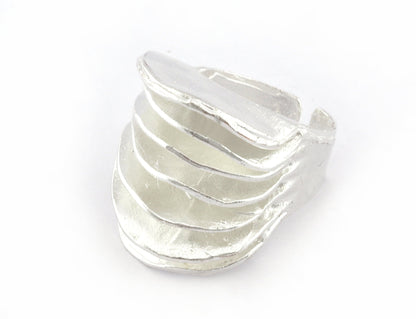 Slice Ring Adjustable Shiny silver plated brass (18mm 8US inner size) 5237