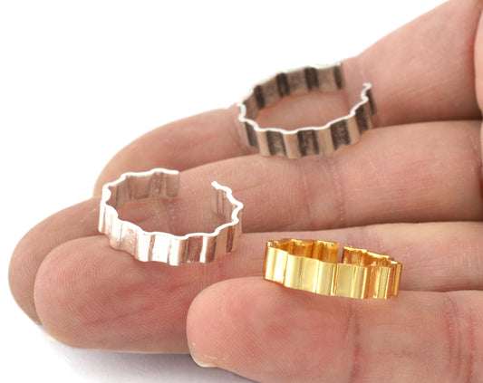 Ruffle Ring Adjustable Antique Silver, Shiny Silver, Shiny Gold Plated Brass (18mm 8US inner size) 5197