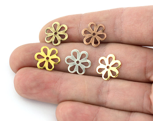 Flower shape , Middle Hole 13mm Raw Brass , Charms ,Findings OZ121-29