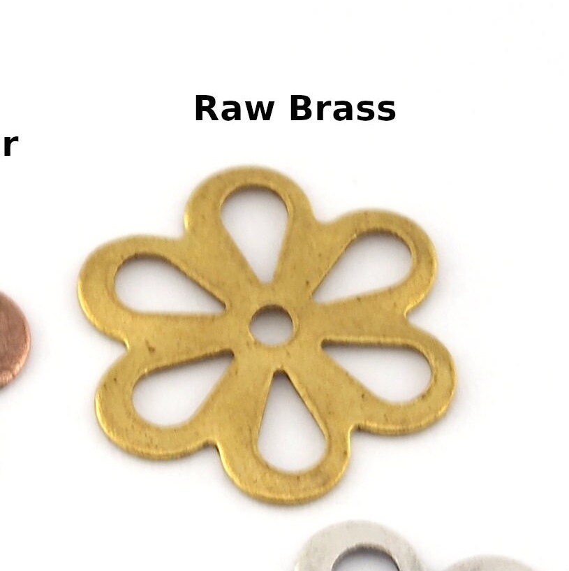 Flower shape , Middle Hole 13mm Raw Brass , Charms ,Findings OZ121-29