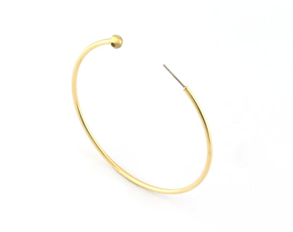 Hoop Earring, Big Round Setting Base Stud, Dangle Earring making Raw brass , 63mm S324 newline