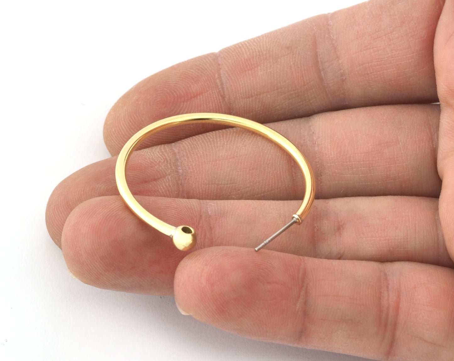 Dangle Earring making, Hoop Earring, Big Round Setting Base Stud, Raw brass , 36mm S326 newline