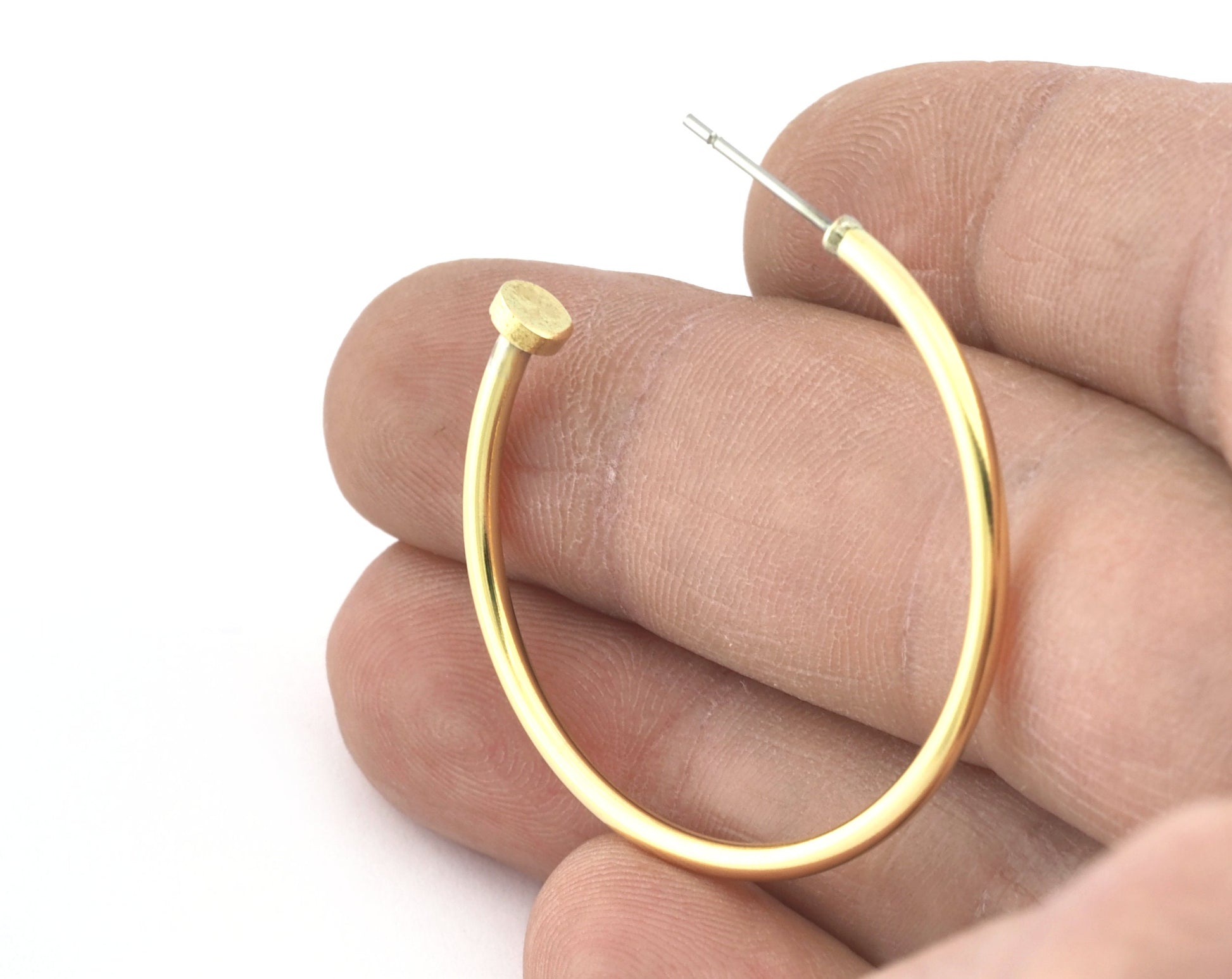 Dangle Earring making, Hoop Earring, Flat Nail Head Round Setting Base Stud, Raw brass , 36mm S327 newline