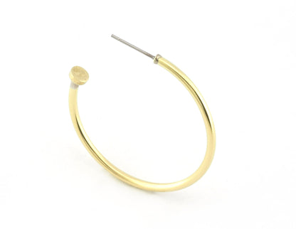 Dangle Earring making, Hoop Earring, Flat Nail Head Round Setting Base Stud, Raw brass , 36mm S327 newline