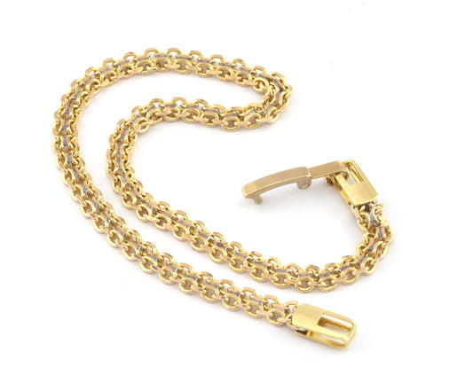 Twin Oval Chain Bracelet Necklace Making Raw brass 4mm link chain s335