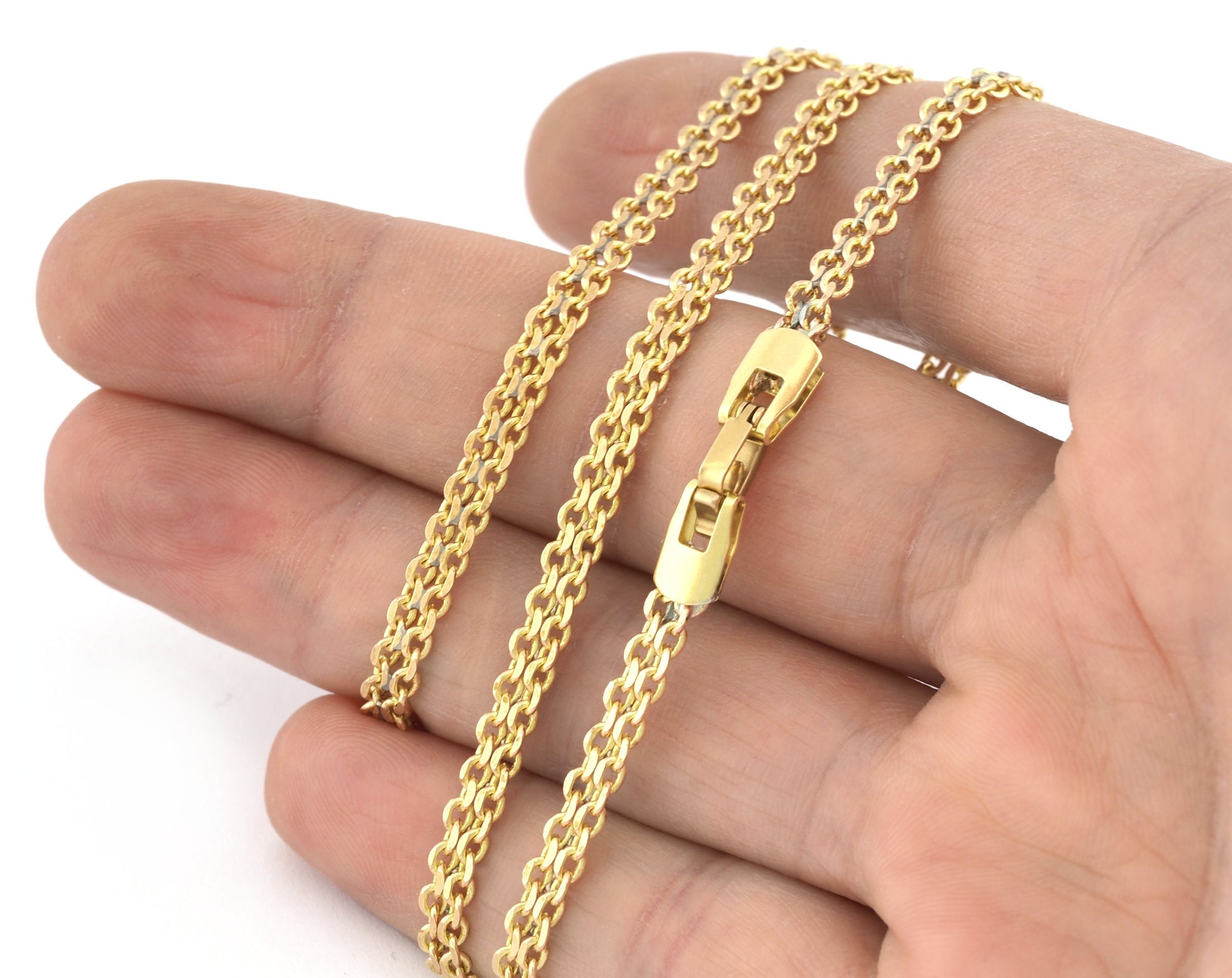 Twin Oval Chain Bracelet Necklace Making Raw brass 4mm link chain s335