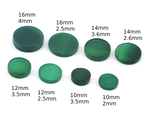 Natural Dyed Agate Round - Disc Flat Cabochon 16 - 14 - 12 - 10 mm thin or thick cab34