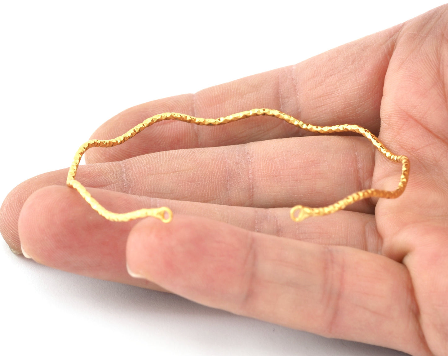 Zigzag Wire Bracelet Base, Loops, Shiny gold plated Brass (1.8mm Hole) 5194