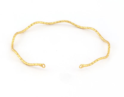 Zigzag Wire Bracelet Base, Loops, Shiny gold plated Brass (1.8mm Hole) 5194