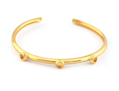 Curved Bracelet Base, Blank Bezel Settings, Shiny gold plated Brass (4mm Blank) 5193