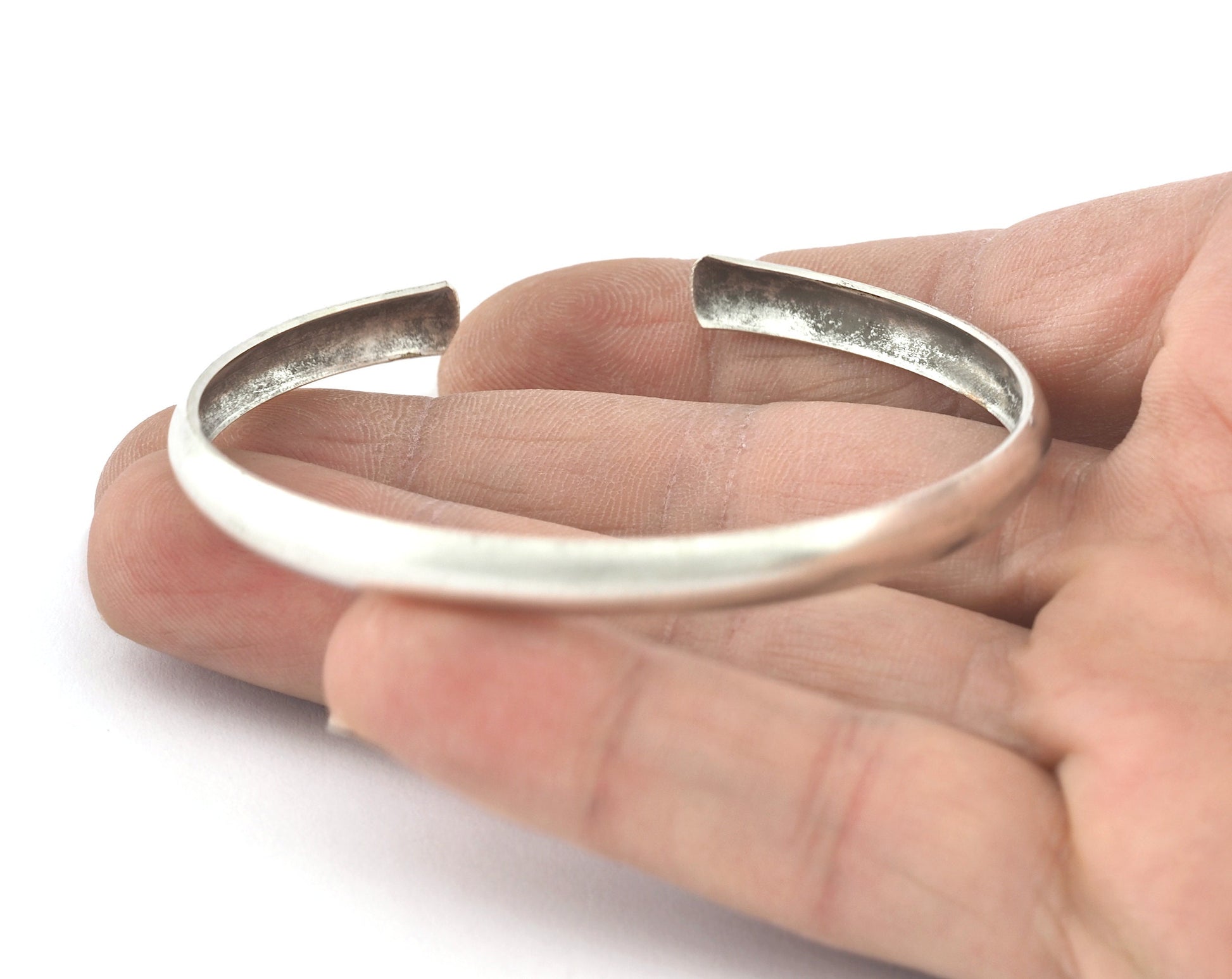 Curved Bracelet Base, Antique Silver plated brass 5188