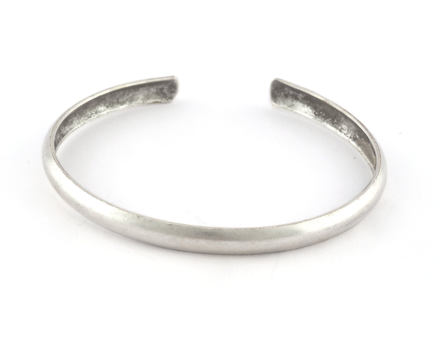 Curved Bracelet Base, Antique Silver plated brass 5188