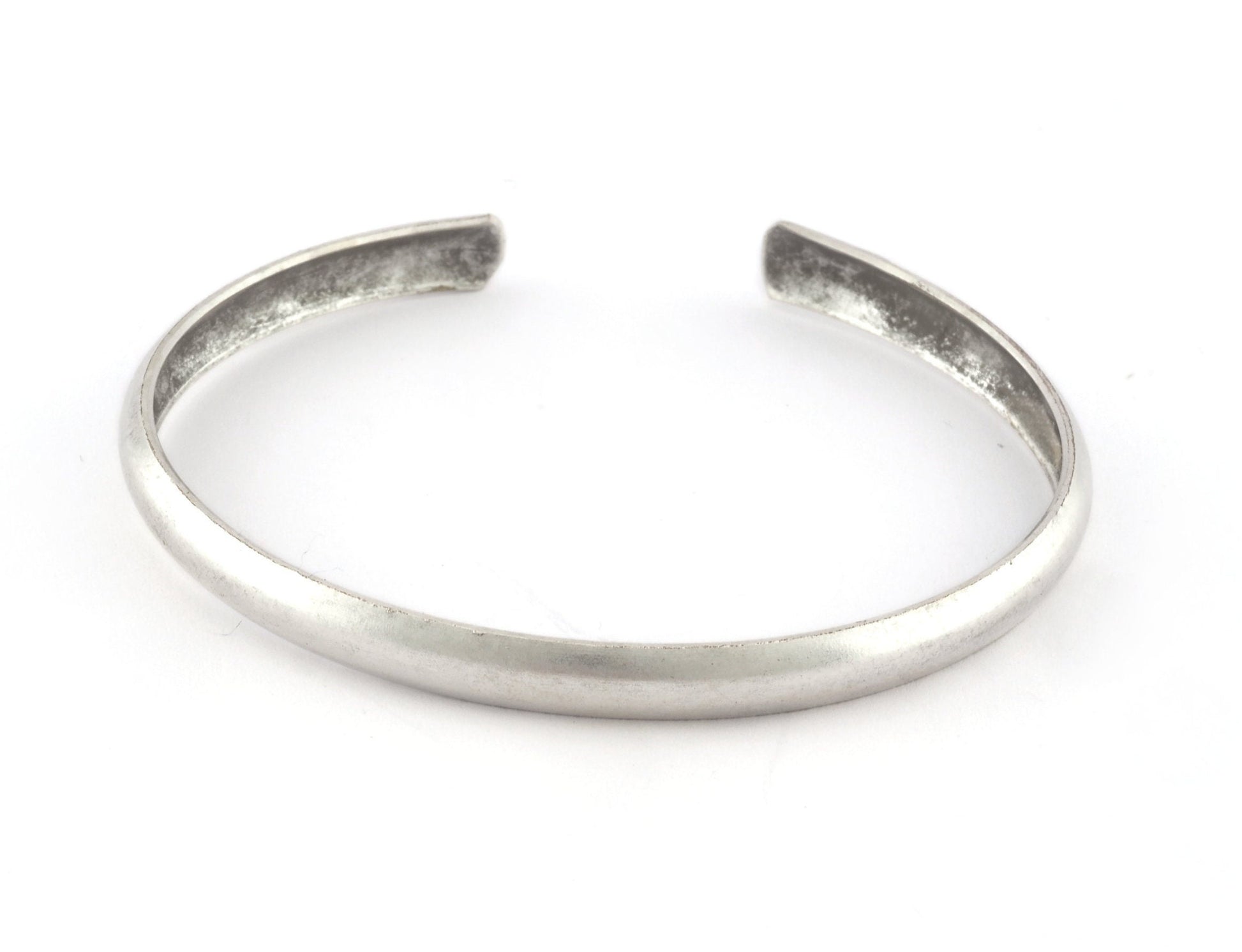 Curved Bracelet Base, Antique Silver plated brass 5188