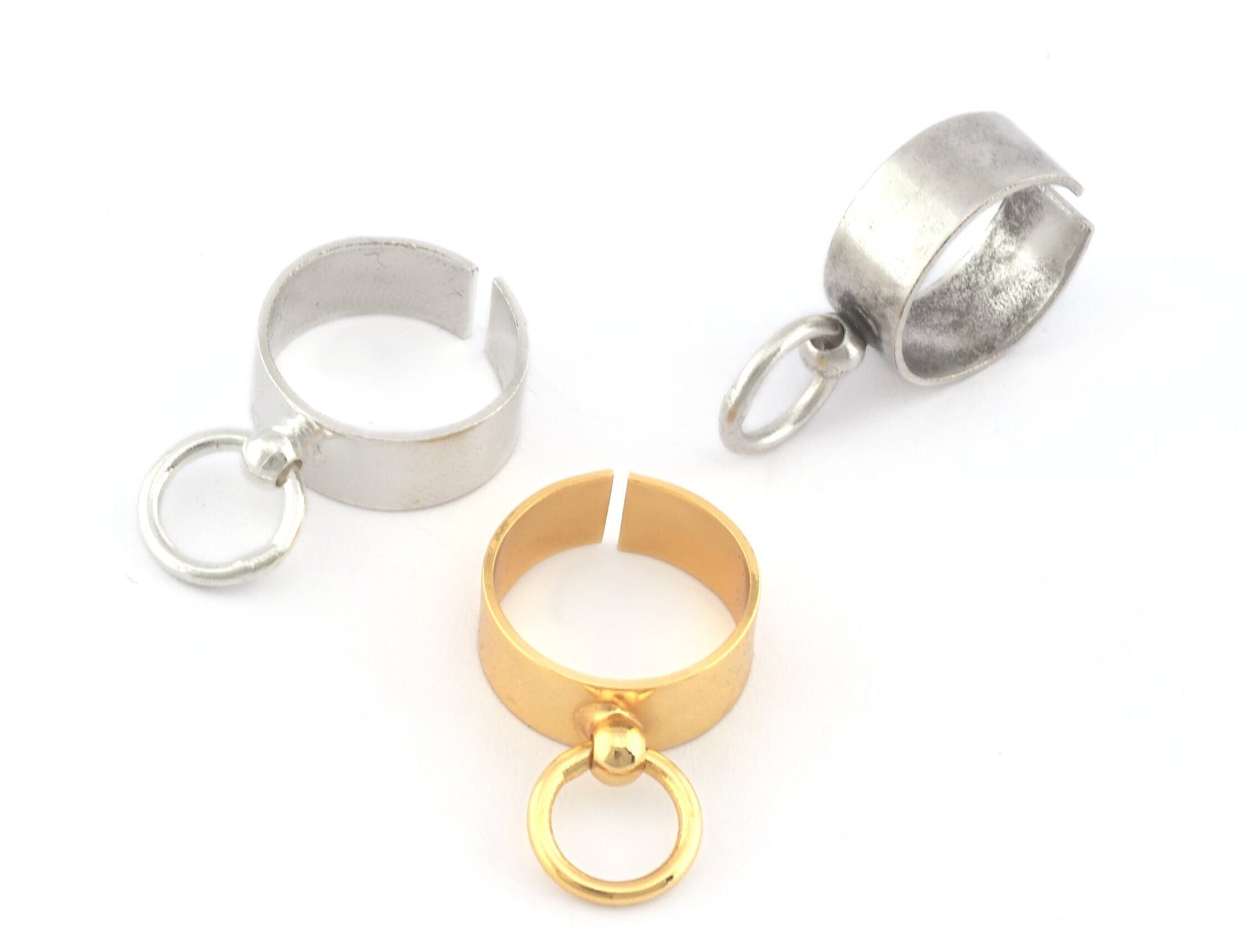 Hoop Ring, Adjustable Ring Antique Silver, Shiny Silver, Shiny Gold plated Plated brass 5198