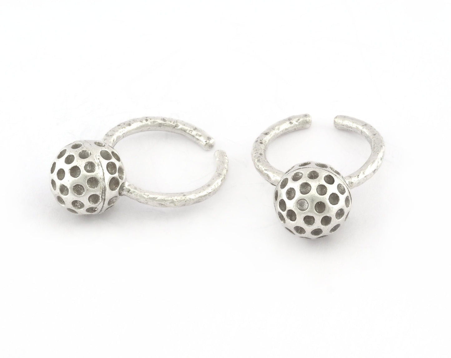 Golf Balls Ring, Adjustable Ring , Antique Silver Plated Brass (8US) 5205
