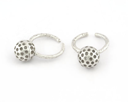 Golf Balls Ring, Adjustable Ring , Antique Silver Plated Brass (8US) 5205