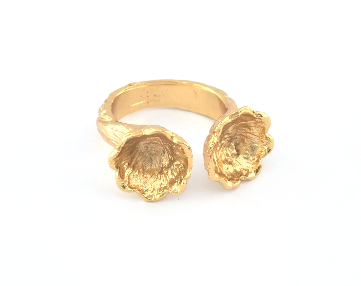 Flower Ring Adjustable, Resin Blank Bezel Settings brass, Shiny gold plated (17.5mm 7US inner size) 5242
