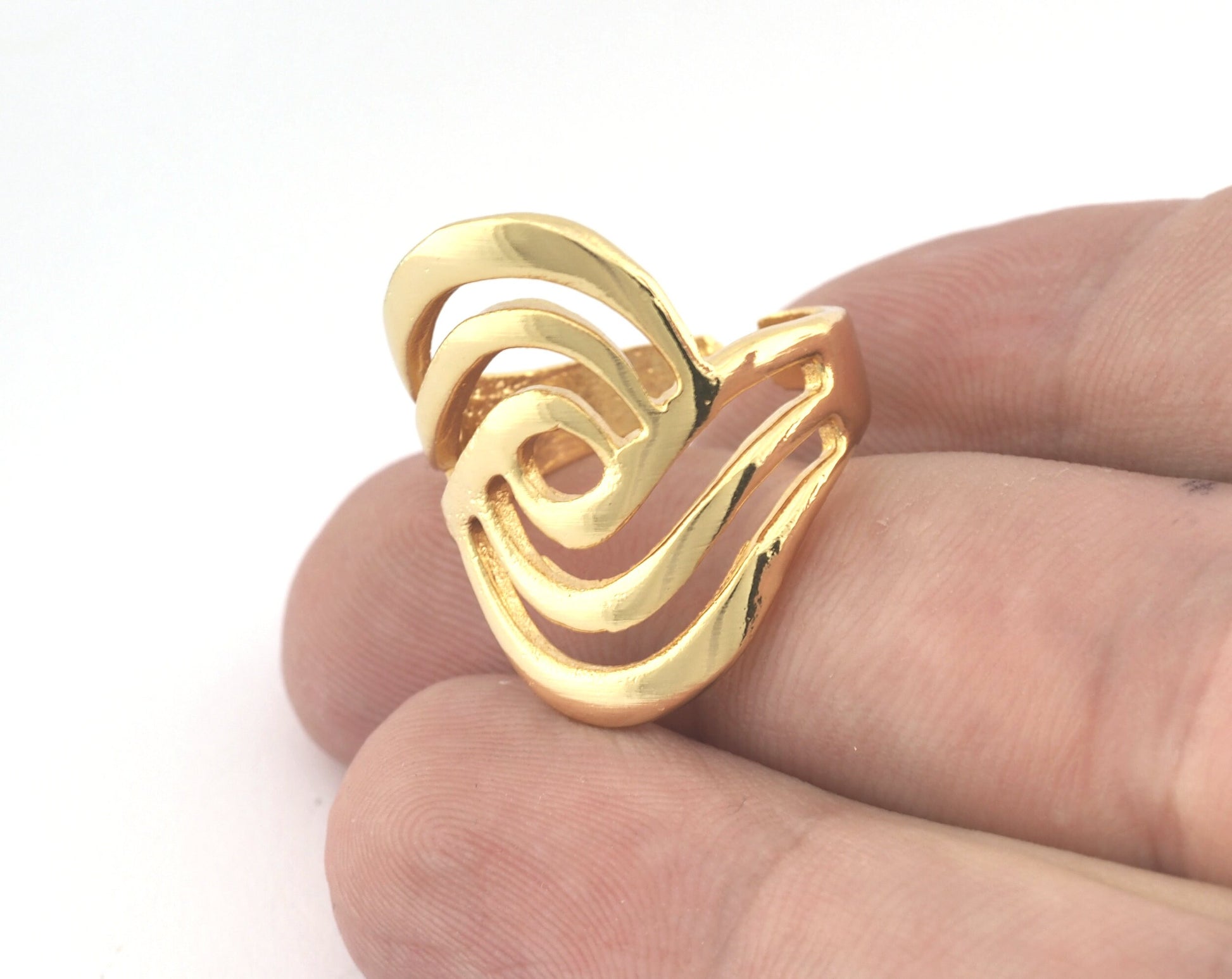 Eye Swirl Ring Adjustable brass, Shiny gold plated (18mm 8US inner size) 5260