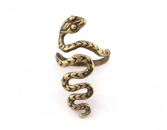 Snake Ring Statement Animal Adjustable Antique Bronze plated brass Oz4005