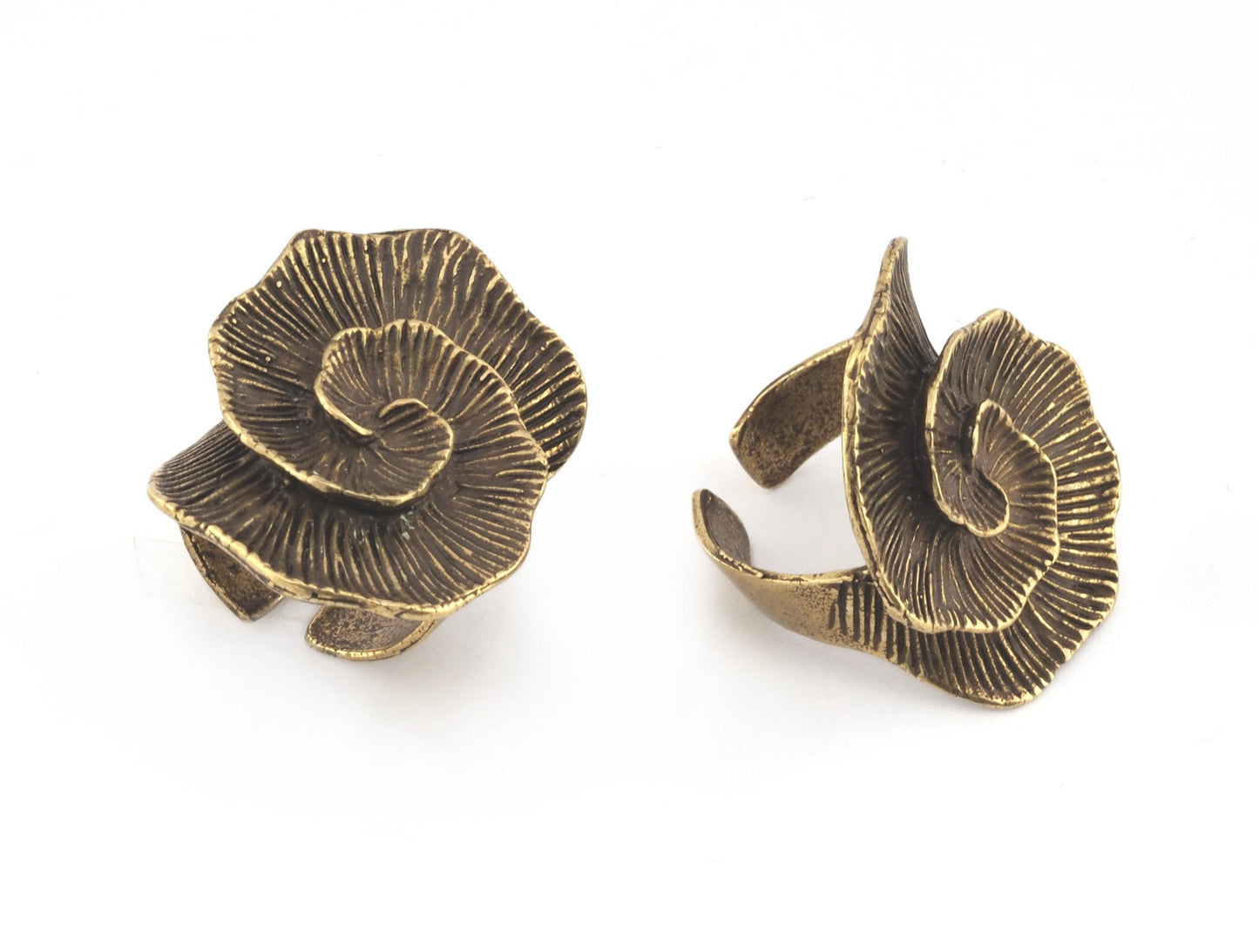 Flower Adjustable Ring Antique Bronze Plated brass (17mm 7US inner size) OZ2846