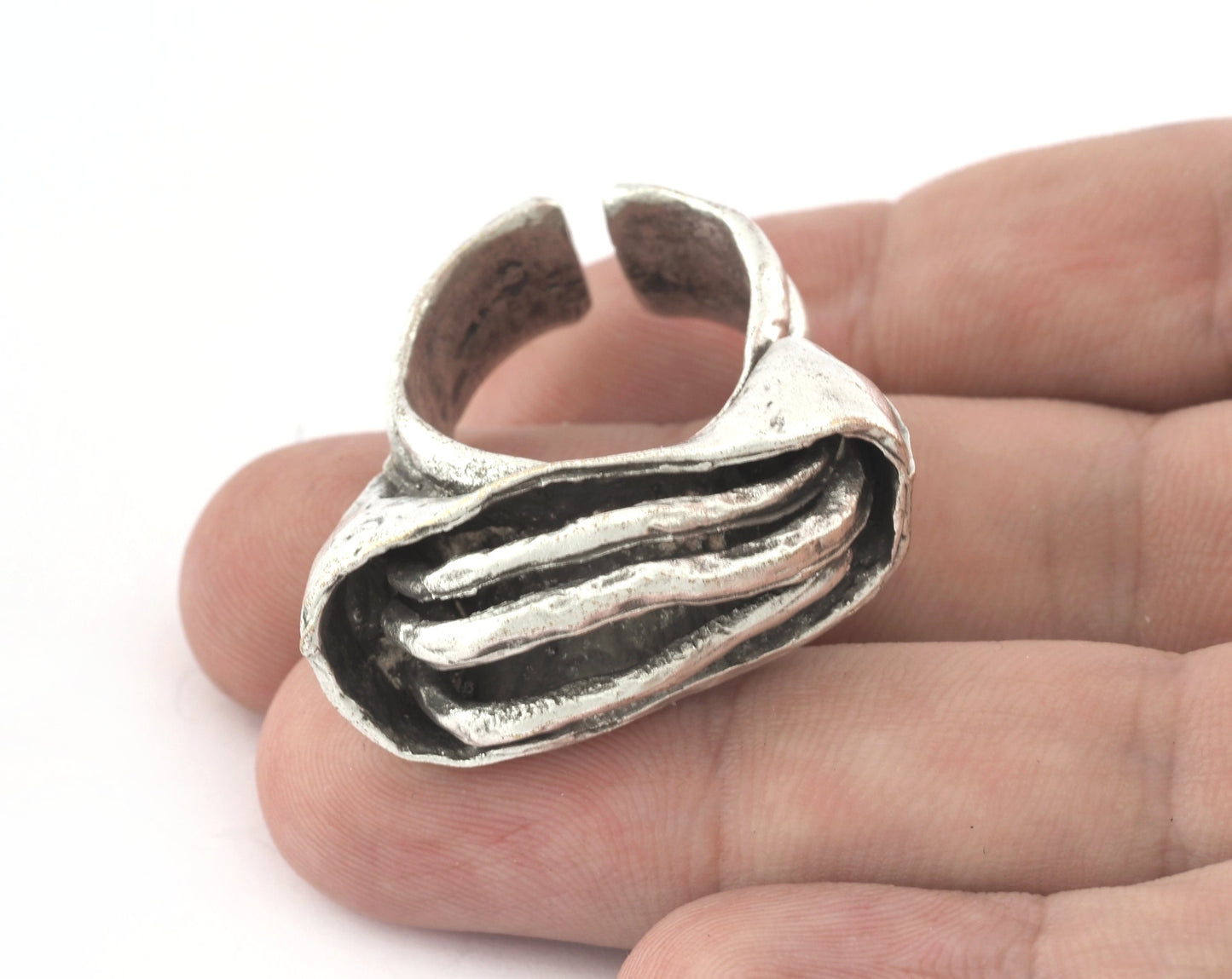 Mysterious Ring Adjustable Antique silver plated brass (19mm 9US inner size) 5233