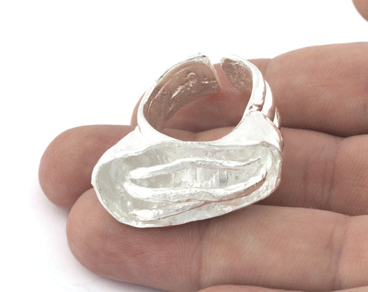 Mysterious Ring Adjustable Shiny silver plated brass (19mm 9US inner size) 5233