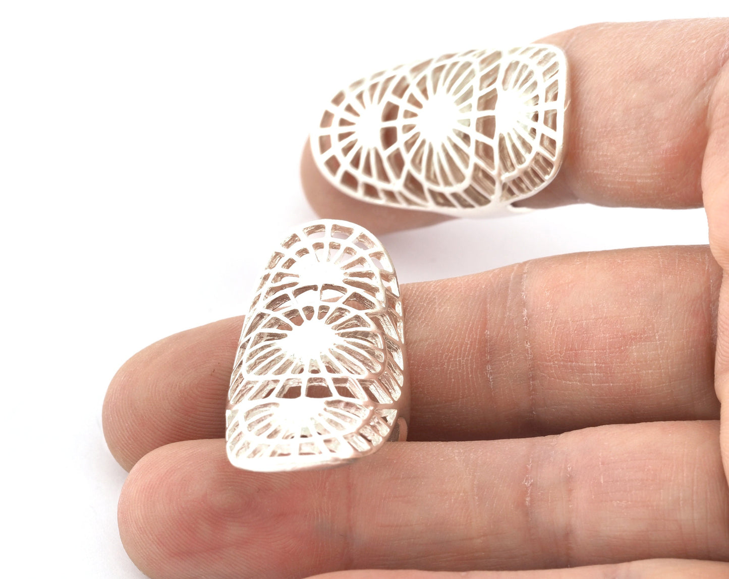 Sun Ring Adjustable Shiny Silver Plated Brass 40mm (17.5mm 7US inner size) 3908