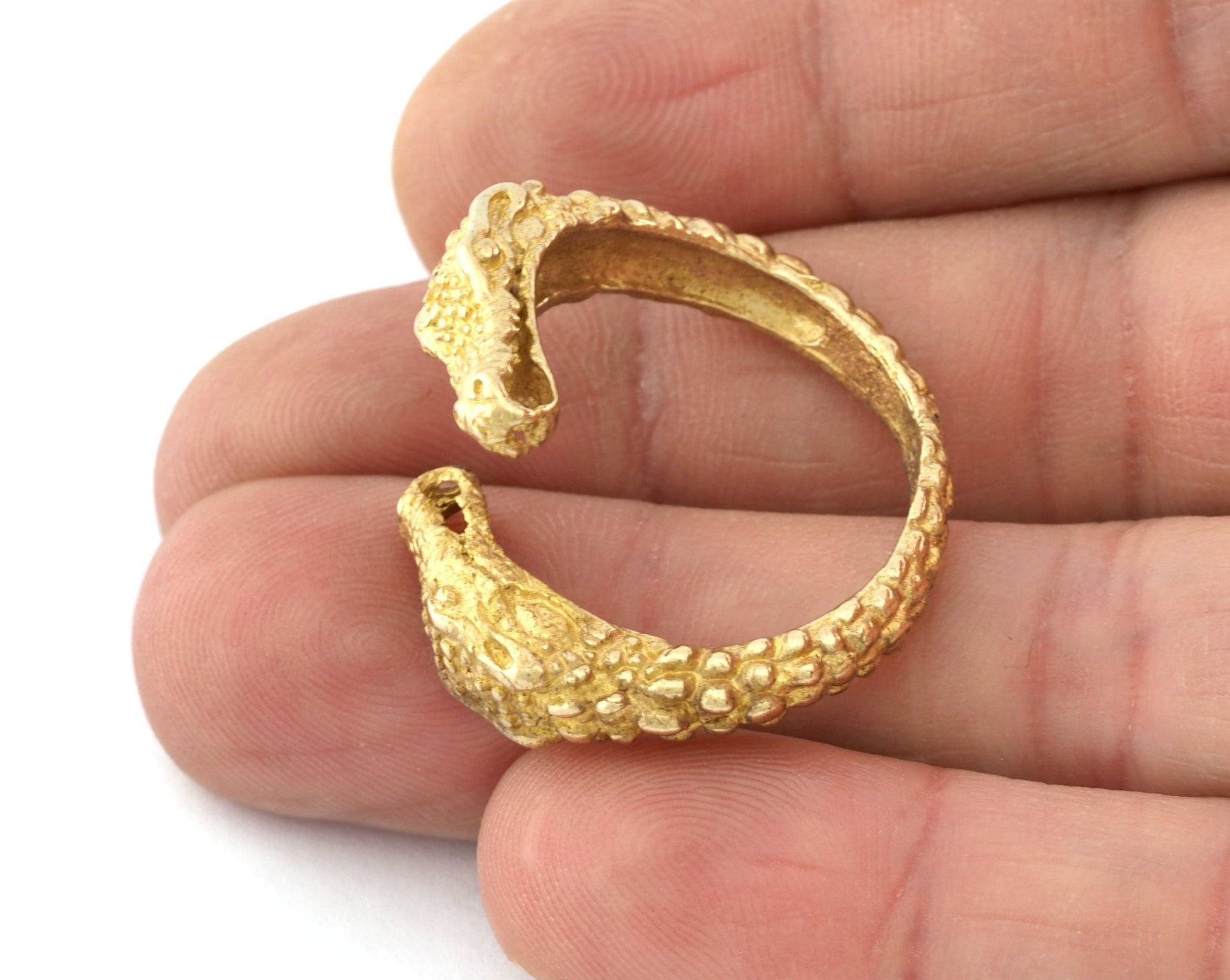 Dragon, Crocodile Ring Adjustable Raw brass (18mm 8US inner size) 5229