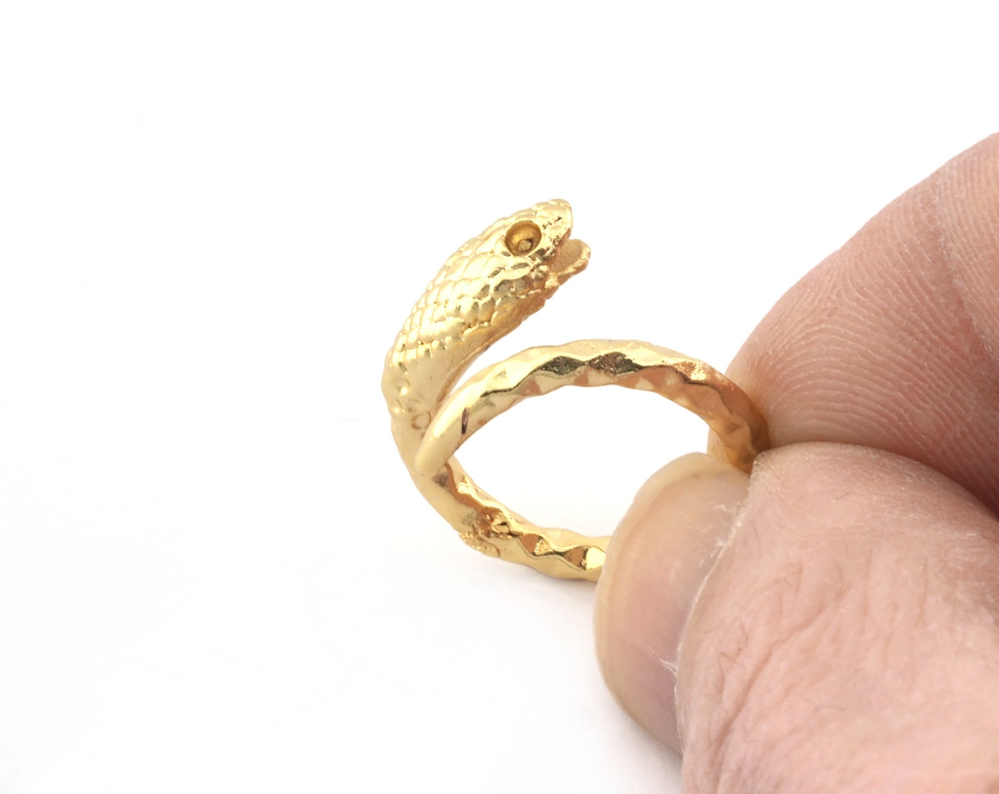 Snake Wrap Blank Bezel Settings Adjustable Ring Raw brass, Shiny Silver, Antique silver, Shiny gold (16mm 5US inner size) 1.5mm Blank 5290