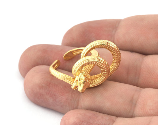 Entangled Snake Ring Adjustable brass, Shiny gold plated (18mm 8US inner size) 5245