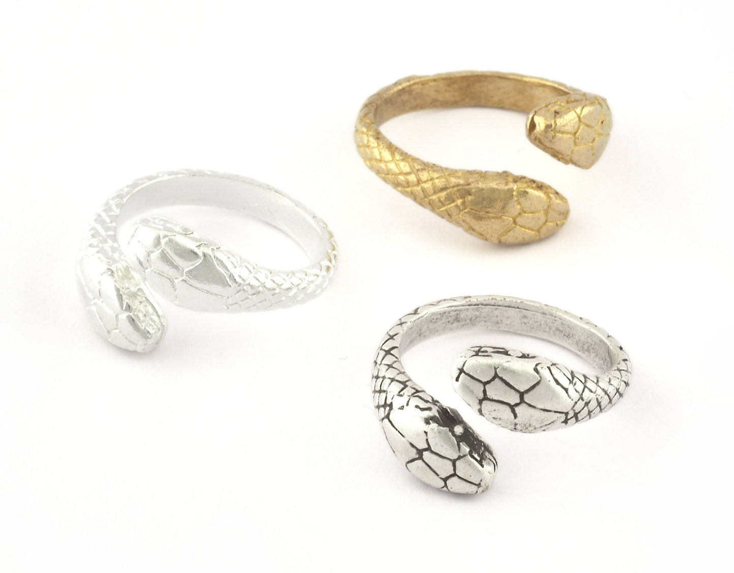 Snake Ring Adjustable Raw brass, Shiny Silver, Antique silver (17mm 7US inner size) 5240