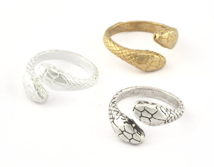 Snake Ring Adjustable Raw brass, Shiny Silver, Antique silver (17mm 7US inner size) 5240