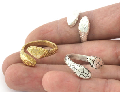 Snake Ring Adjustable Raw brass, Shiny Silver, Antique silver (17mm 7US inner size) 5240