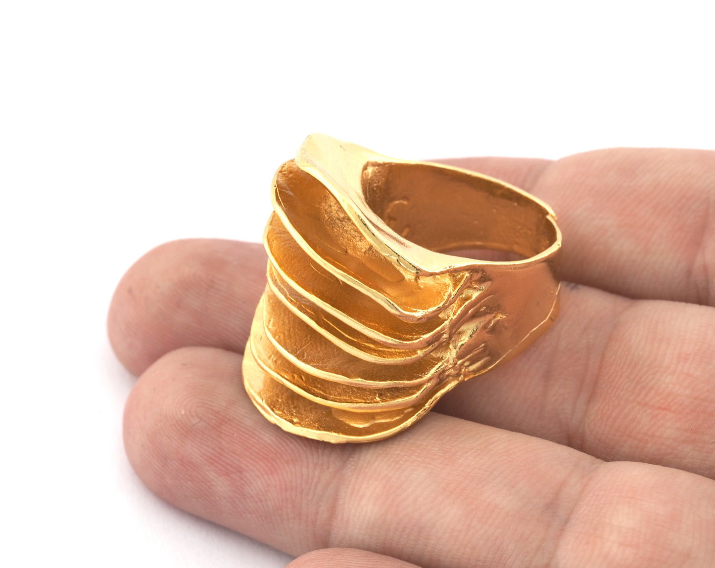 Slice Ring Adjustable Shiny gold plated brass (18mm 8US inner size) 5237