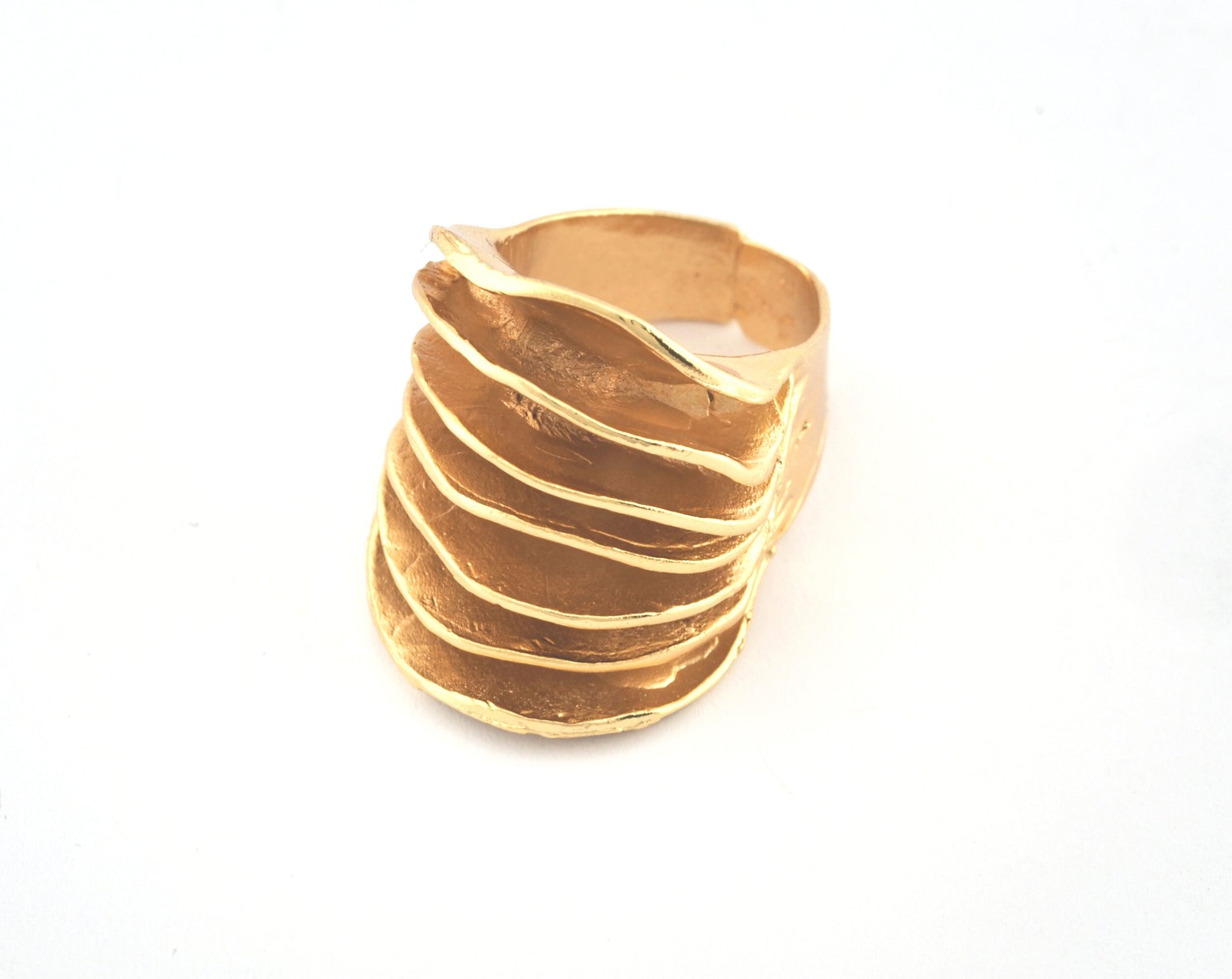 Slice Ring Adjustable Shiny gold plated brass (18mm 8US inner size) 5237